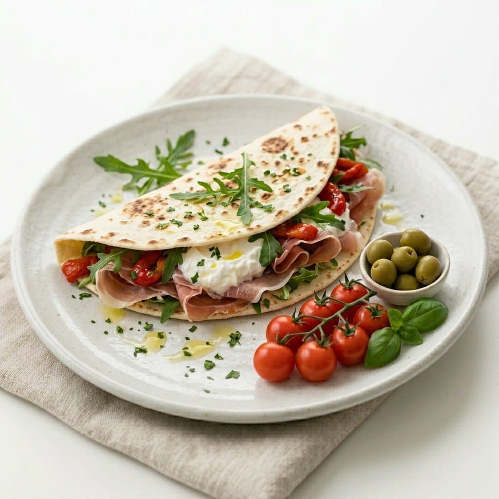Piadina romagnola con prosciutto e squacquerone